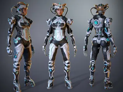 Cyborg cobalt Low-poly 3D model