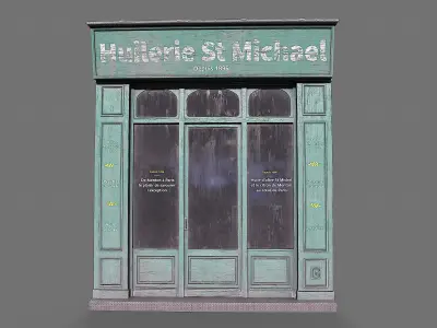  Parisian vintage storefront Low-poly 3D model