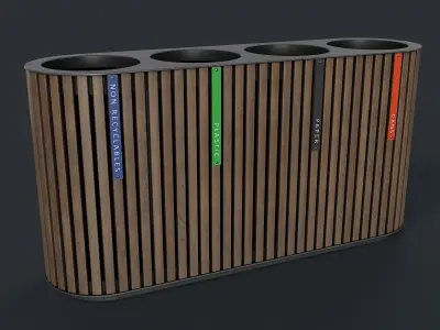 Street Trash Can 44 PBR Game Ready Low-poly 3D model