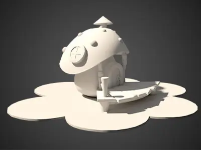 Stylized mushroom cartoon Low-poly 3D model