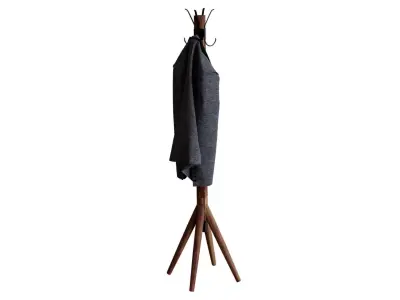 Wooden floor hanger jacket clothes hallway 3D model