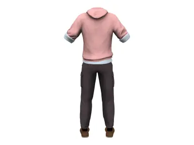 Men Manga Style Semi Casual Outfit Top Shirt Pants Shoes Low-poly 3D model