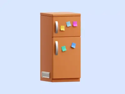Refrigerator Illustration Low-poly 3D model