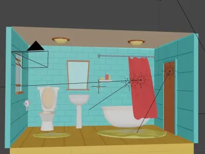 Bathroom with toilet and sink 3D model shop