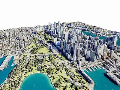 Sydney city  Low-poly 3D model
