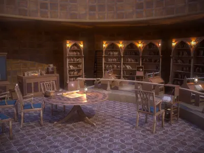Medieval Library Model Pack Tortilla Low-poly 3D model