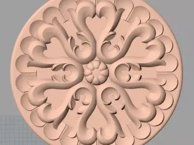 Furniture decoration round flower 3D STL model for CNC E914 3D model