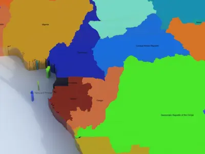 World Map Low-poly 3D model