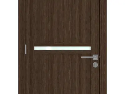 Door-060 wooden door with glass panel 3D model