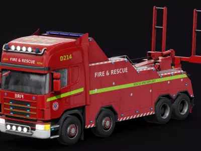 Fire and Rescue Wrecker Unit Low-poly 3D model