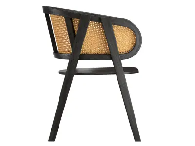 Black Modern wooden rattan chair  3D model