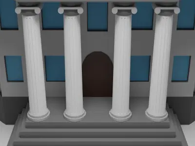 Bank building Low-poly 3D model