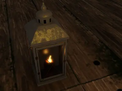Old Lantern with Candle 3D Model 3D model