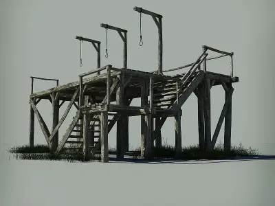 Medieval Gallows Low-poly 3D model