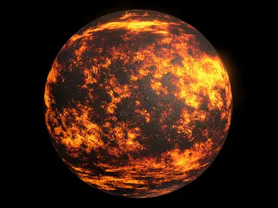 Lava Planet 03 - 8k PBR Low-poly 3D model