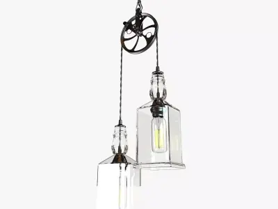 Whiskey Bottles Pulley Pendant Lighting 3D model