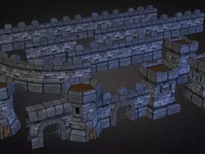 Medieval Stone Castle Pack Low-poly 3D model