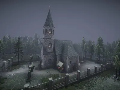 Stone Church Low-poly 3D model