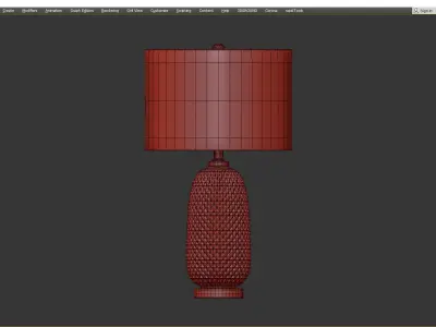 Glass Pineapple Textured  Cotton Shade Table Lamp Low-poly 3D model