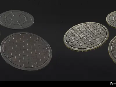 Manhole Covers - In-Game Ready Low-poly 3D model