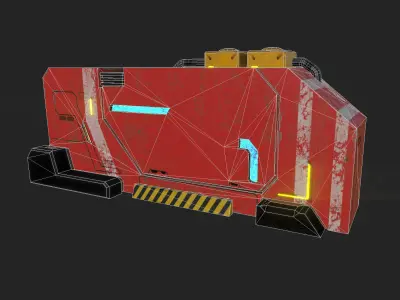 Futuristic container - openable Low-poly 3D model