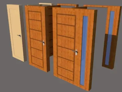 simple wooden door 3D model