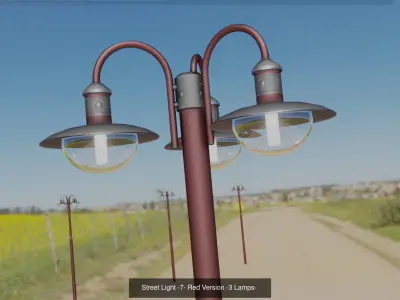 Street Light -7- Red  Version 3D Model Pack