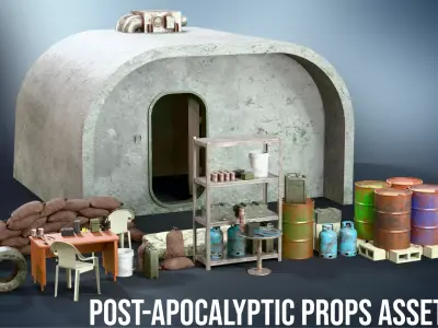 Post-Apocalyptic Props Asset Pack Low-poly 3D model