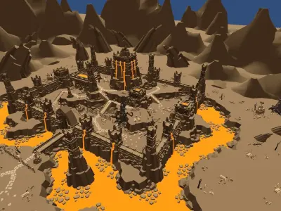 Low Poly Map medieval castle Low-poly 3D model