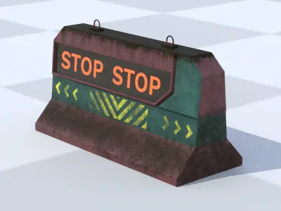 Cyberpunk style street fences and barriers 3D model