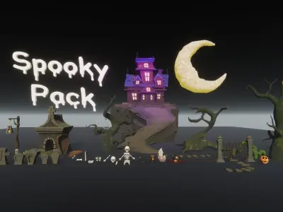 Cartoon spooky low poly 3D models Low-poly 3D model