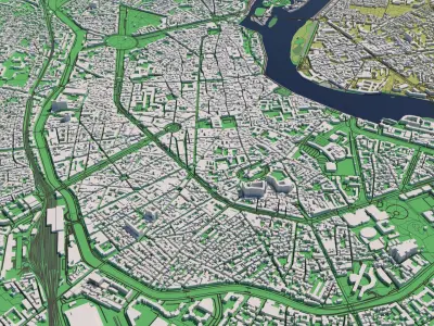 Toulouse 30x30km City Map 3D model