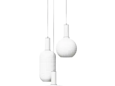 Martin pendant chandelier with white shades 3D model