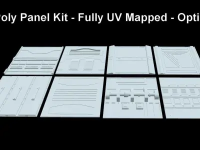 Sci-fi Panel Pack Low-poly 3D model