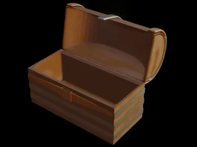 Low poly gameready chest wooden 3D model