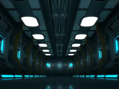 Sci Fi Corridor 3D model 39
