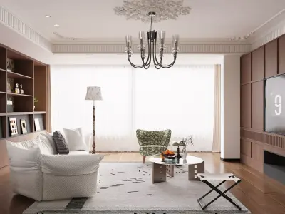 French style living room 3D model