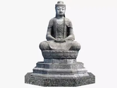 Buddha water fountain Low-poly 3D model