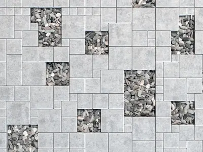 Paving square stone pebble n1 3D model