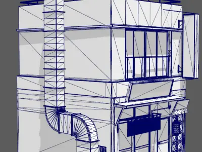 Realistic sushi restaurant architecture house Low-poly 3D model