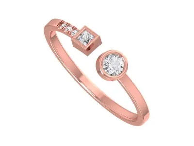 Solitaire Women Light Weight Princess Round Stone Band Ring 3D print model purchase