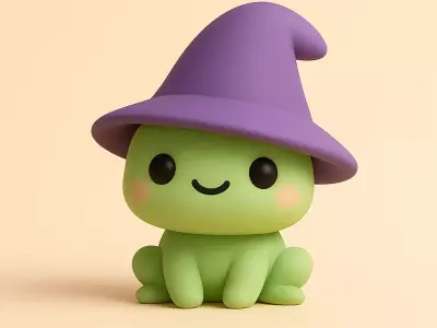 Cute Wizard Frog Sitting 3D print model