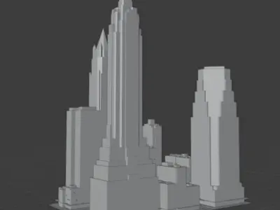 City Downtown Skyscraper Low-poly 3D model