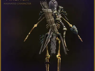 Skeleton Archer Light Version Low-poly 3D model