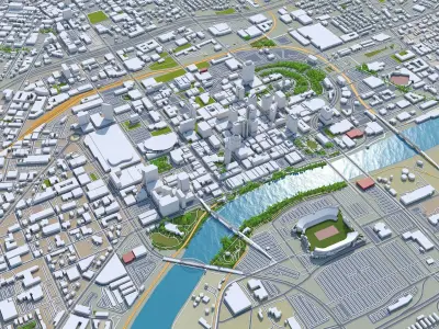 Nashville Downtown Tennessee USA Low-poly 3D model