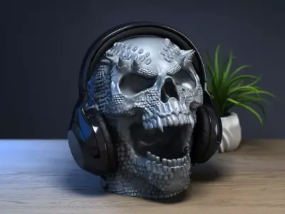 Skull dragon scream  headdphone Stand 3D print model