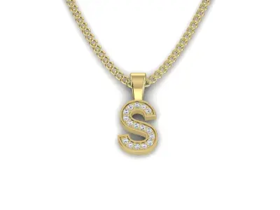 Pendant S letter with diamonds 3D print model