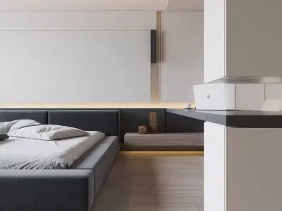 Modern Minimalist Style Bedroom 3D Scene Model 3D model