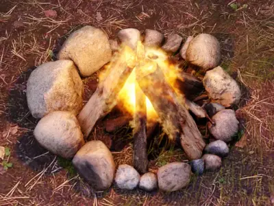 Realistic Campfire Low-poly 3D model