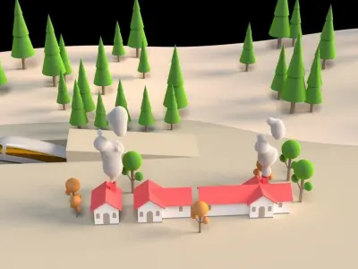 Cityscape animated Low-poly 3D model